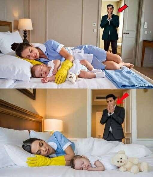 اب مكسور يجد موظفته نائمه
